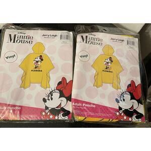 Lot 2 Adult Disney Mickey Minnie Mouse Rain Ponchos - Yellow New